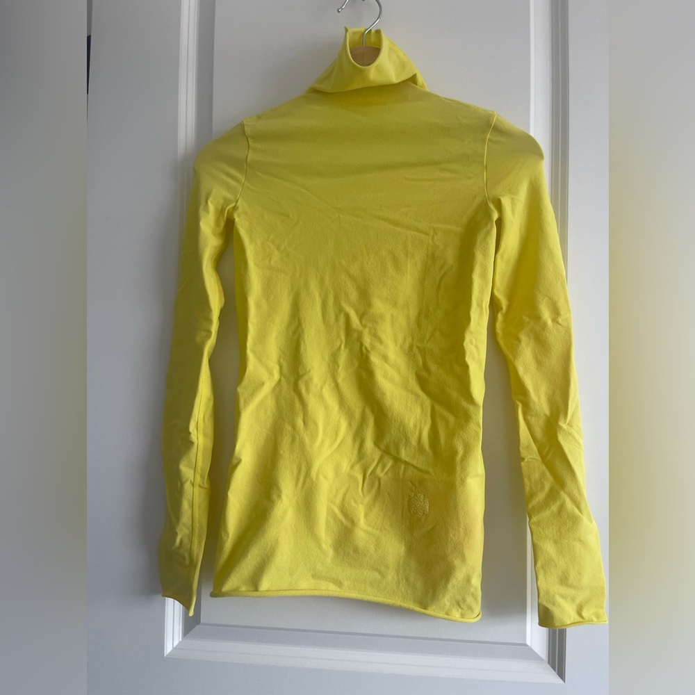 Tory Burch Neon Yellow Long Sleeve Turtleneck Top